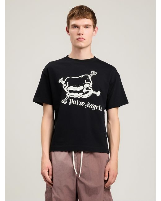 Palm Angels Black Skull T-Shirt for men
