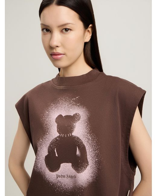 Palm Angels Brown Spray Bear Boxy Tank Top