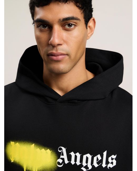 Palm Angels Black Spray City Milan Hoodie for men