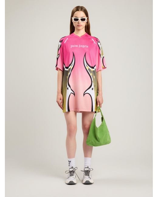 Palm Angels Pink Racing T-Shirt Dress