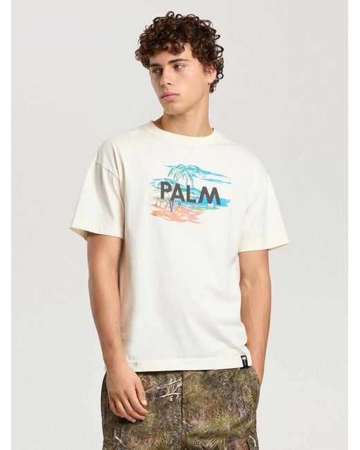 Palm Angels White Palm Island Regular T-Shirt Off for men