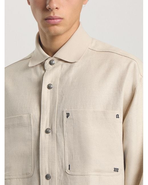 Palm Angels Natural Palm Type Loose Shirt Off for men