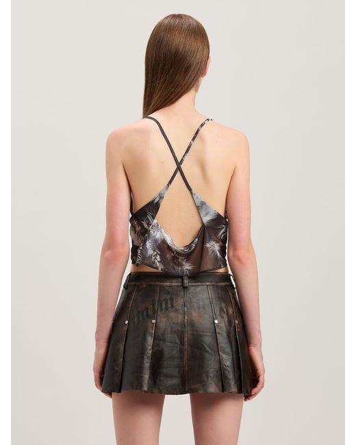 Palm Angels Natural Blueprint Palms Top