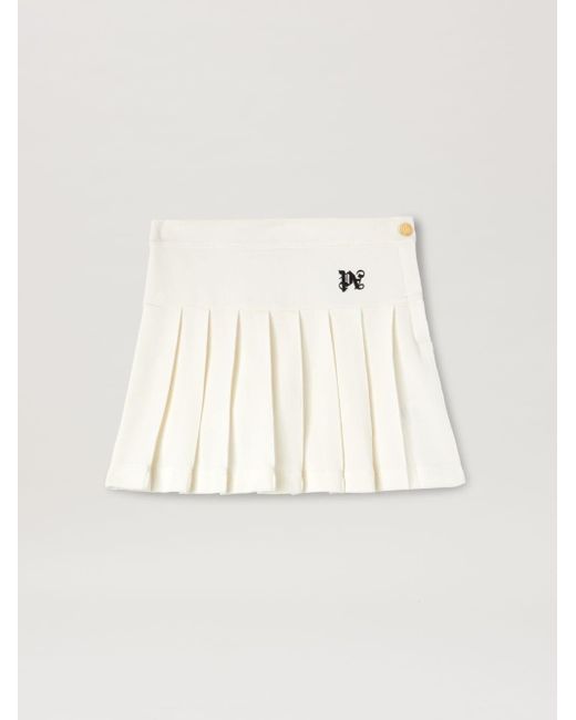 Palm Angels Natural Monogram Pleated Skirt