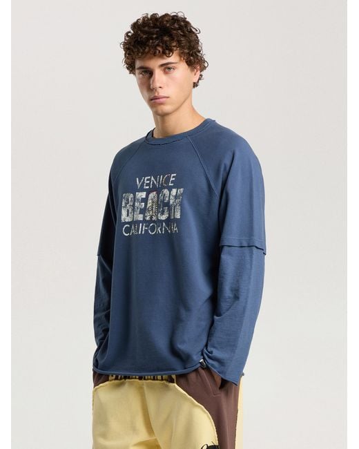 Palm Angels Blue Cali Vibes Layered Tee/S for men