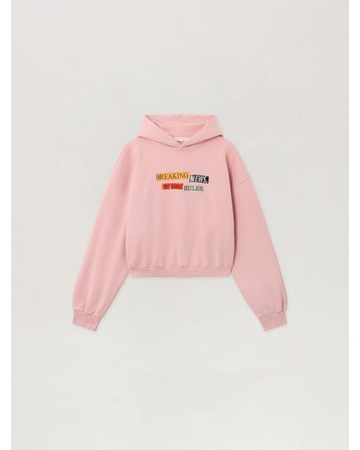 Palm Angels Pink Paxlatimes Quote Crop Hoodie