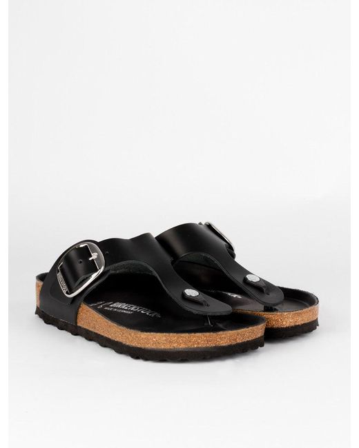 Birkenstock Leather Gizeh Big Buckle Narrow Sandal in Black | Lyst