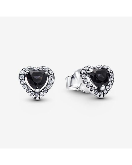 Pandora Black Elevated Heart Stud Earrings