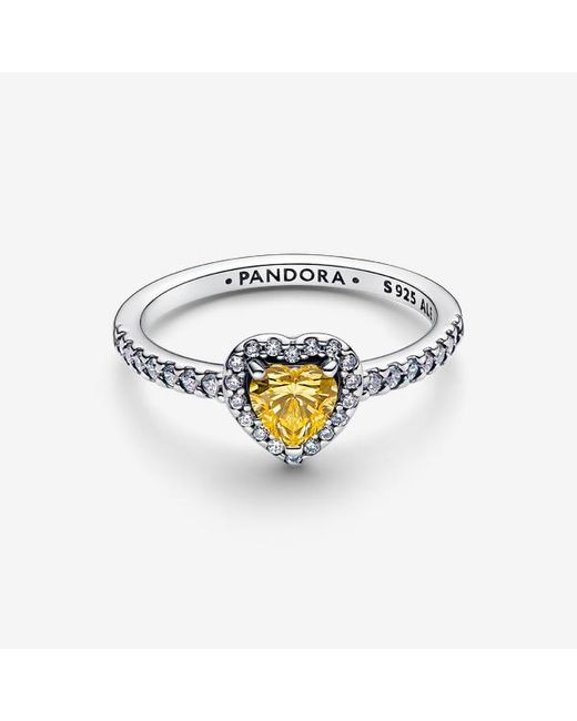 Pandora Metallic Sparkling Elevated Heart Ring