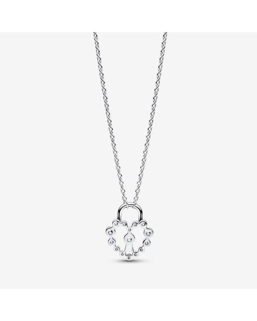 Pandora Metallic Sparkling Heart Padlock Pendant Necklace