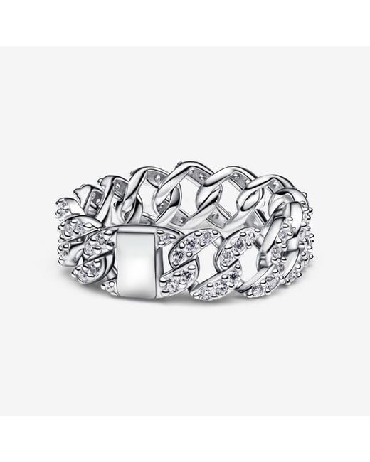 Pandora Metallic Pavé Cuban Chain Ring