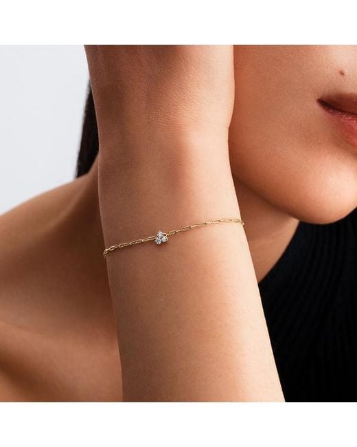Pandora Metallic Era Bezel Lab-Grown Diamond Cluster Paperclip Chain Bracelet