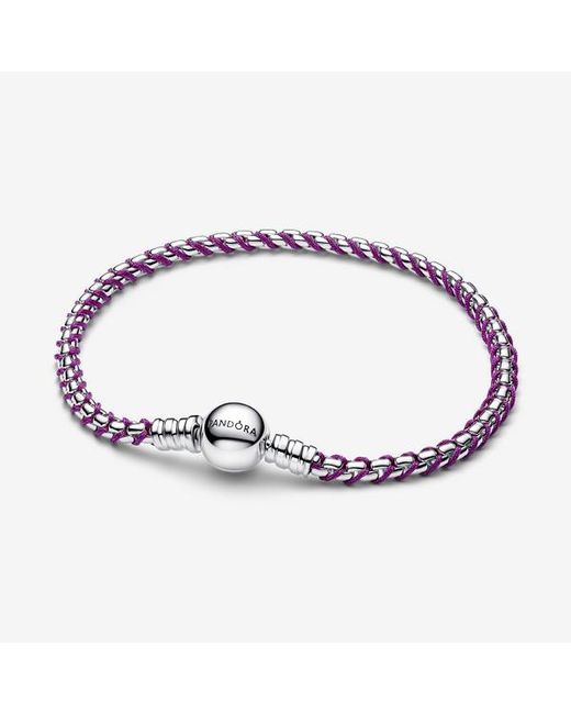 Pandora Purple Cord Box Chain Bracelet