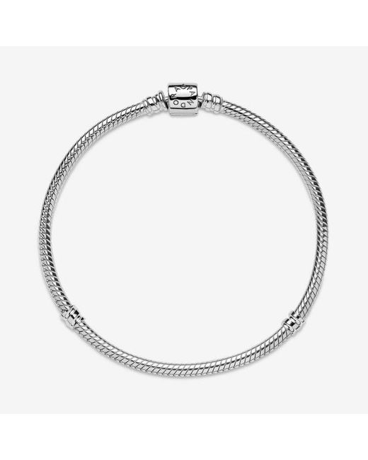 PANDORA Moments Daisy Flower Clasp Snake Chain Bracelet in Metallic ...