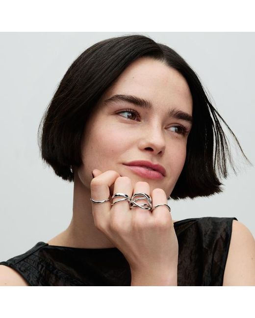 Pandora White Organically Shaped Stacking Rings
