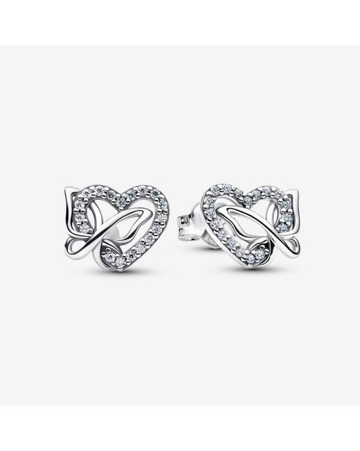 Pandora Metallic Entwined Heart & Butterfly Stud Earrings