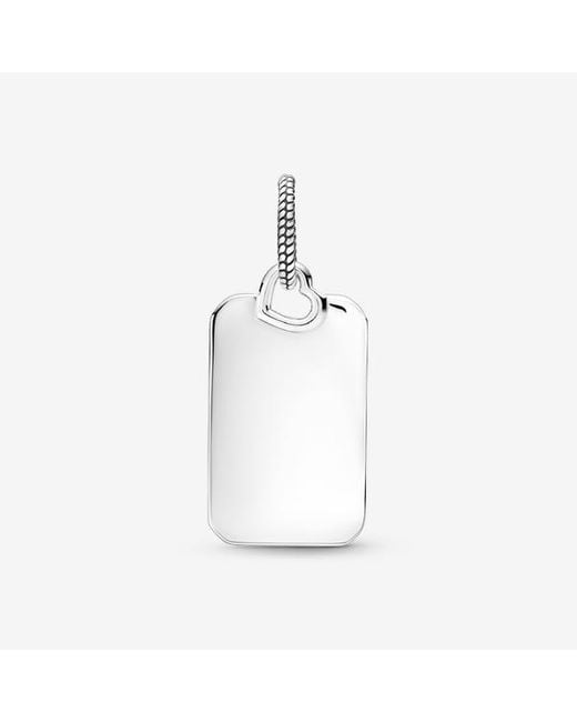 Pandora White Engravable Rectangle Tag Pendant