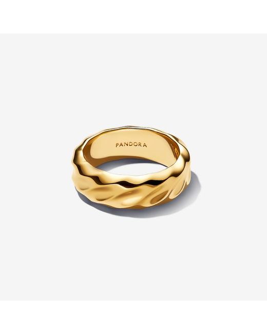 Pandora Metallic Rippled Wide Band Ring