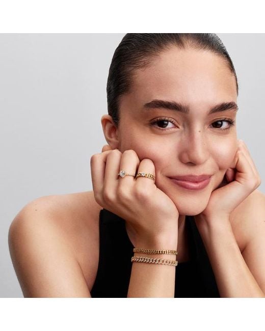 Pandora Metallic Heart Cuban Chain Ring
