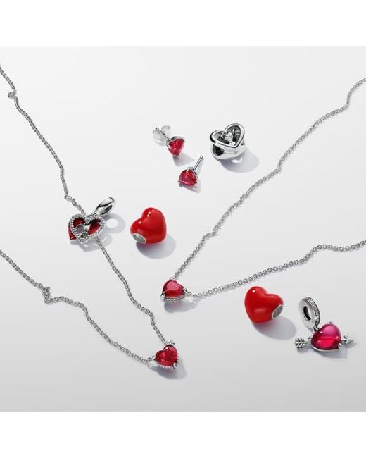 Pandora Red Heart & Keyhole Double Dangle Charm