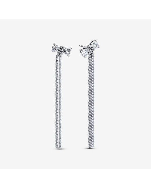 Pandora Metallic Pavé Bow Drop Earrings