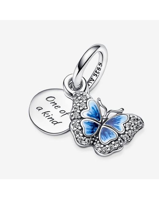 Pandora Blue Butterfly Quote Double Dangle Charm