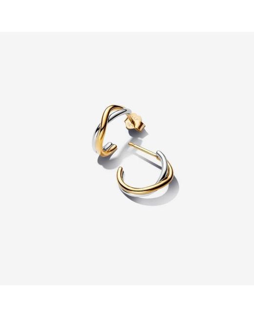 Pandora Metallic Organically Shaped Two-Tone Open Hoop Earrings