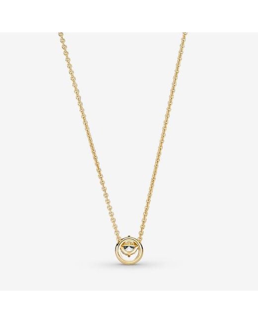 Pandora Metallic Sparkling Round Halo Pendant Collier Necklace