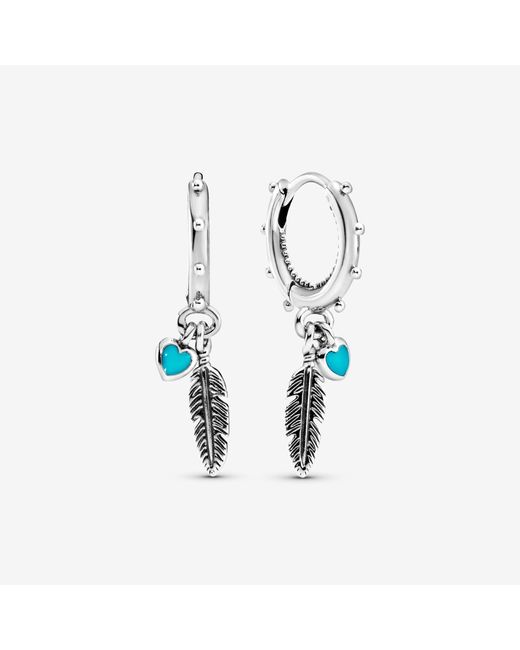 PANDORA Turquoise Hearts \u0026 Feather Hoop 