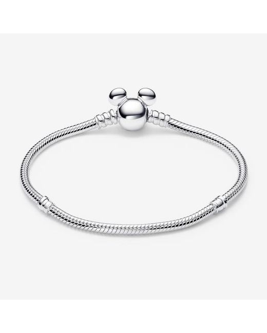 Pandora Metallic Disney Mickey Mouse Clasp Moments Snake Chain Bracelet