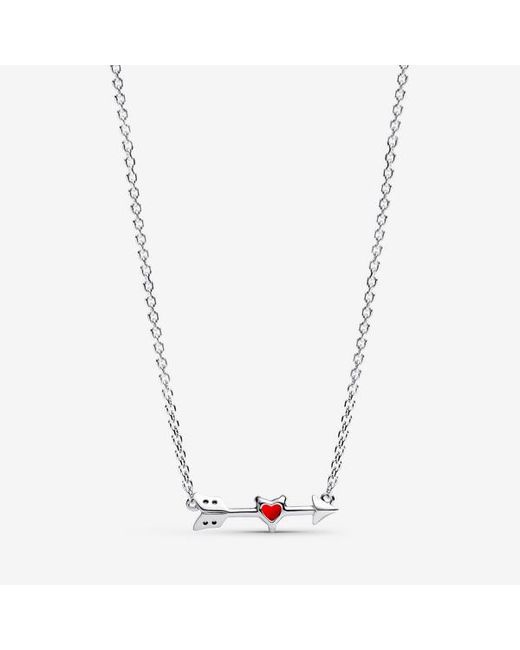 Pandora Metallic Arrow & Murano Glass Heart Necklace