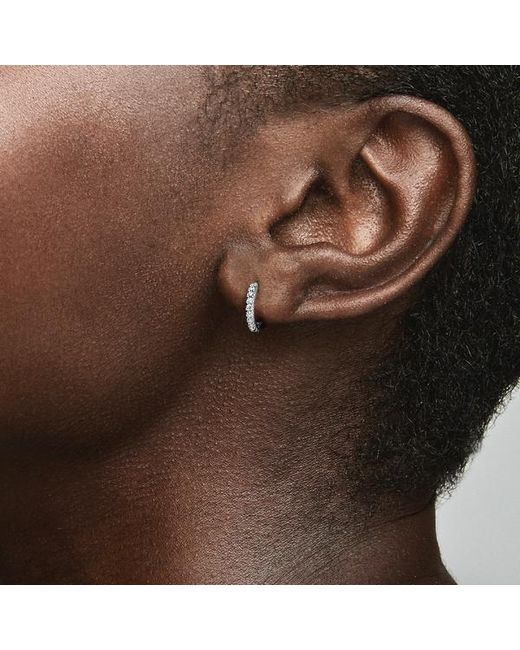 Pandora White Sparkling Huggie Hoop Earrings