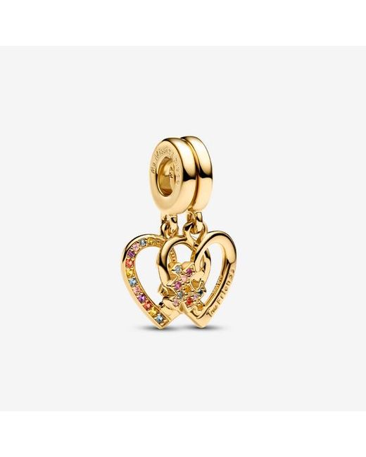 Pandora Metallic Splittable Puzzle Piece Hearts Dangle Charm
