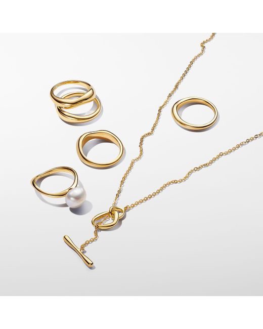 Pandora Metallic Organically Shaped Circles T-bar Necklace