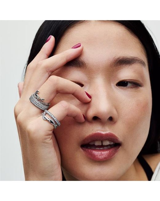 Pandora Metallic Sparkling Intertwined Wave Ring