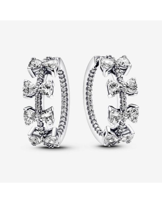 Pandora Metallic Sparkling Bow Row Hoop Earrings
