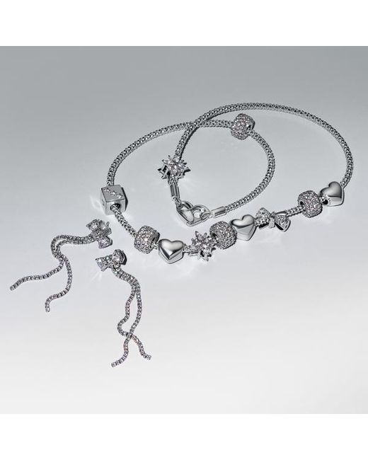 Pandora Metallic Pavé Bow Drop Earrings