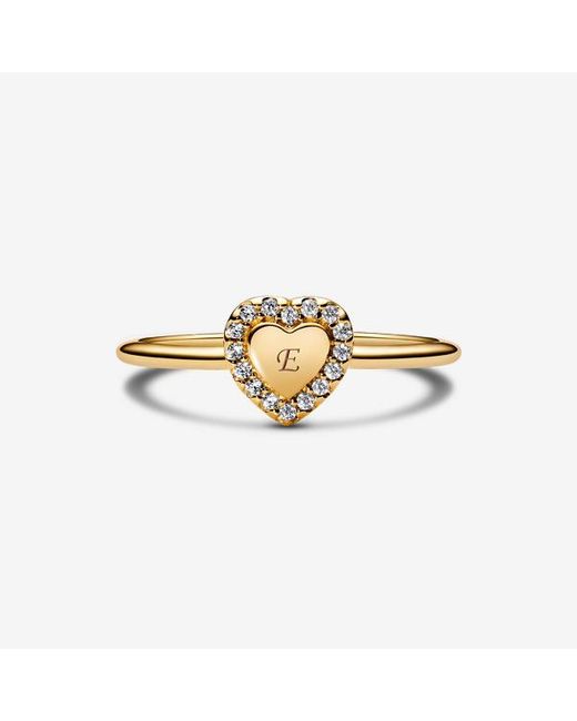Pandora Metallic Engravable Heart Halo Ring