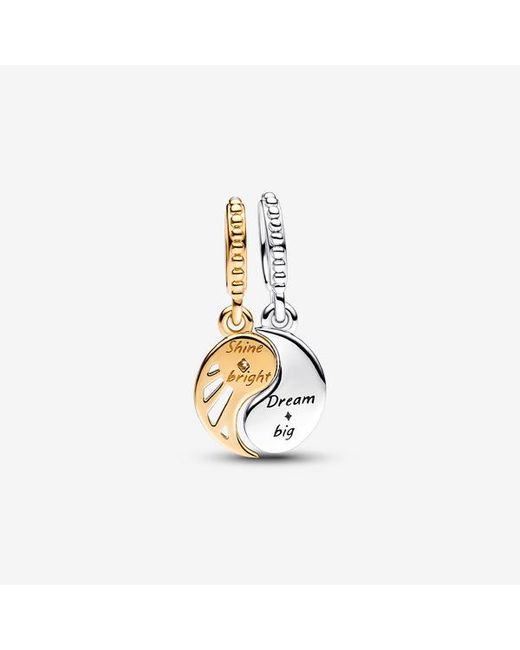Pandora Blue Two-Tone Splittable Sun & Moon Dangle Charm