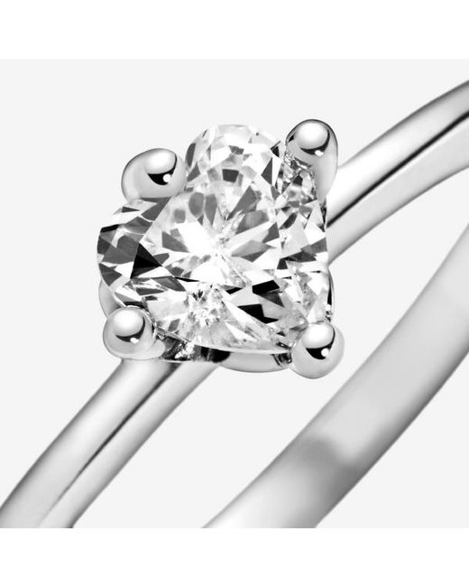 Pandora Metallic Clear Heart Solitaire Ring