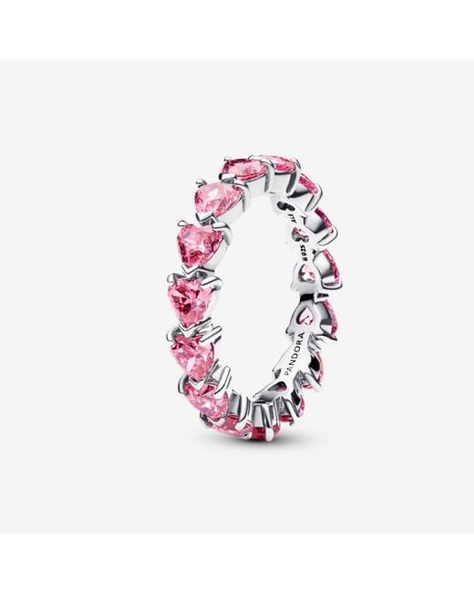 Pandora Pink Band Of Hearts Ring