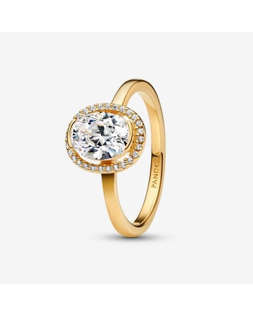 Pandora Metallic Oval Sparkling Halo Ring
