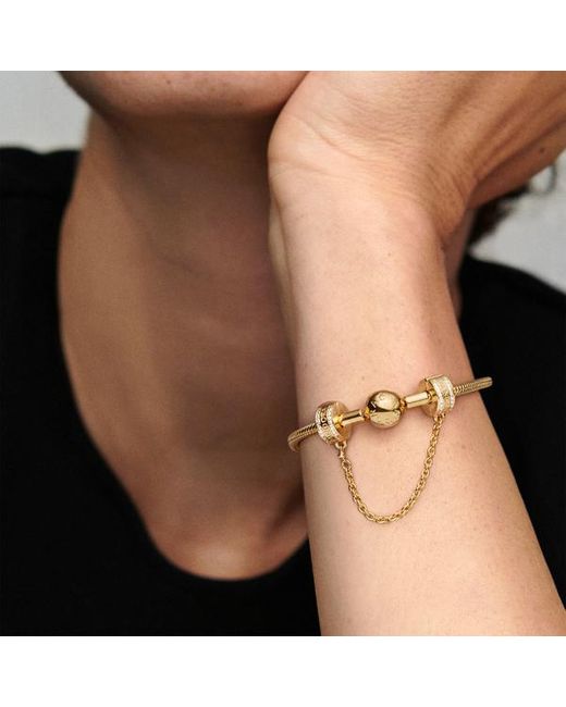 Pandora Metallic Logo Safety Chain Clip Charm