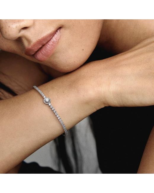Pandora Metallic Sparkling Halo Tennis Bracelet