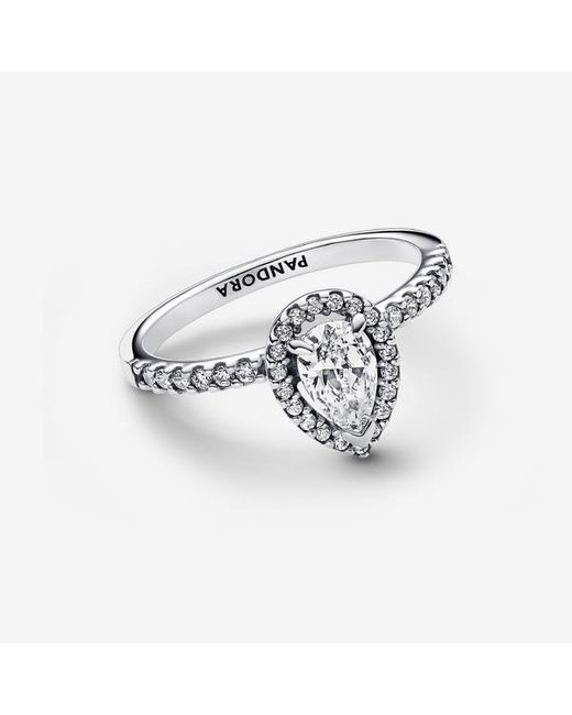 Pandora Metallic Sparkling Pear Halo Ring