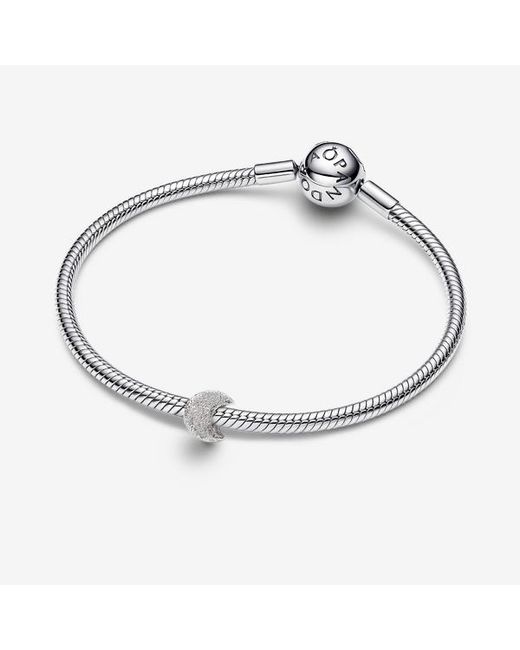 Pandora White Textured Moon Mini Charm