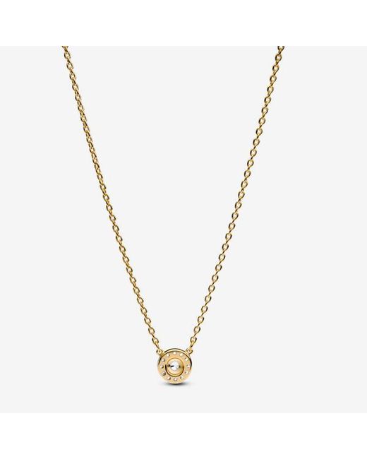 Pandora Metallic Round Pavé Halo Pendant Necklace