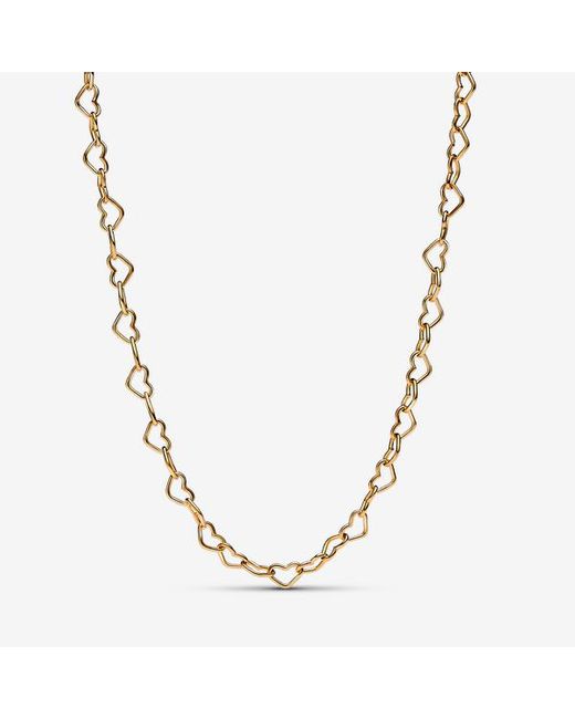 Pandora Metallic Linked Hearts Collier Necklace
