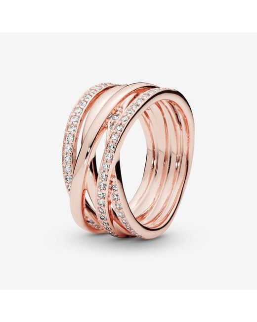 Pandora Pink Sparkling & Polished Lines Ring