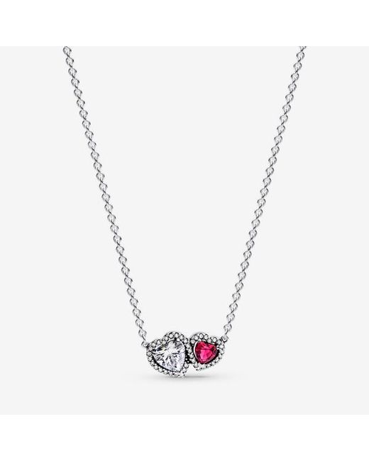 Pandora Metallic Halo Hearts Pendant Necklace